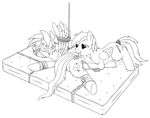  ball_gag bdsm blindfold bondage bound buttplug cutie_mark equine female feral gag gagged horse leather_restraints male mammal mattress my_little_pony original_character pegasus pony pussy rope sex_toy stinkehund wings 