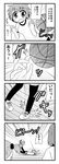  4girls basketball basketball_court blush comic greyscale gym_uniform hair_bobbles hair_ornament jitome long_hair minami_(colorful_palette) monochrome multiple_girls open_mouth original ponytail shoes short_hair sneakers sweatdrop translated tripping twintails 