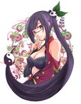  bare_shoulders black_hair blazblue bra breasts chinese_clothes cleavage detached_sleeves finger_to_mouth glasses kamashy lao_jiu large_breasts litchi_faye_ling looking_at_viewer medium_breasts panda red_eyes underwear yin_yang 