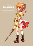  acea4 animal_ears armor gloves jewelry lance marder_i mecha_musume necklace original personification polearm short_hair skirt solo tail weapon world_war_ii 