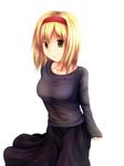  alice_margatroid alternate_hairstyle bad_id bad_pixiv_id blonde_hair casual contemporary hairband highres husky_(artist) solo touhou yellow_eyes 