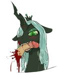  blood changeling fangs female feral friendship_is_magic gore green_eyes looking_at_viewer male my_little_pony penectomy penis queen_chrysalis_(mlp) rigi smile teeth unknown_artist 