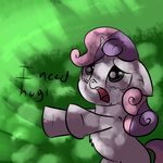  abstract_background crying english_text equine eyes female feral friendship_is_magic fur green_eyes hair horn horse imsokyo mammal my_little_pony open_mouth outside pony solo sweetie_belle_(mlp) tears text two_tone_hair unicorn white_fur 
