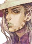  bayarou beard brown_hair facial_hair green_eyes gyro_zeppeli hat jojo_no_kimyou_na_bouken lipstick long_hair makeup male_focus realistic solo steel_ball_run tegaki uko_(moi08) 