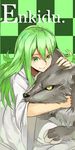  bad_id bad_pixiv_id enkidu_(fate/strange_fake) fate/strange_fake fate_(series) green_eyes green_hair highres kuuki_(pixiv2244659) long_hair male_focus robe solo wolf 