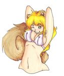  arms_behind_head belly bikini blonde_hair breasts clothing female foxielove hair looking_at_viewer loray mammal navel one_eye_closed rodent smile solo squirrel swimsuit tight_clothing wide_hips 
