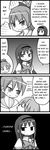  3girls akemi_homura angry comic death gakubuchi_aiko hairband hard_translated long_hair mahou_shoujo_madoka_magica miki_sayaka monochrome multiple_girls ponytail sakura_kyouko school_uniform short_hair spoilers translated 