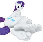  5_toes anthro anthrofied blue_eyes breasts companioncube cutie_mark equine eyes female foot_fetish foot_focus friendship_is_magic fur hair hindpaw horn horse human_feet mammal my_little_pony paws plain_background plantigrade pony purple_hair rarity_(mlp) soles toes unicorn white_background white_fur 