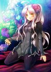  bad_id bad_pixiv_id caren_hortensia fate/hollow_ataraxia fate_(series) flower hair_flower hair_ornament hydrangea layered_sleeves long_hair namesake pantyhose shiny shiny_clothes shroud_of_magdalene side_ponytail solo ty_1865 white_hair yellow_eyes 