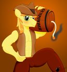  anthrofied barrel braeburn_(mlp) cowboy_hat equine friendship_is_magic fuse green_eyes hair hat horse male mammal my_little_pony orange_hair pony ponyboom powder_keg smile 