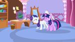  female feral friendship_is_magic fur horn horse mammal my_little_pony navitaserussirus pony purple_fur rarity_(mlp) twilight_sparkle_(mlp) unicorn white_fur 