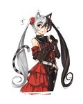  animal_ears blade_&amp;_soul cat_ears cat_tail highres long_hair multicolored_hair nellen open_mouth pohwaran simple_background solo tail two-tone_hair very_long_hair white_background 