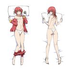  blush bun_cover chinese_clothes dakimakura double_bun gintama hair_bun jacket kagura_(gintama) looking_at_viewer lying multiple_views on_back on_stomach open_clothes open_jacket orange_hair panties pillow q_azieru short_hair underwear white_panties 