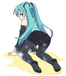  1girl hatsune_miku no_shoes peeing peeing_self solo twintails urine vocaloid wetting 