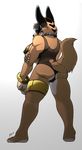  anthro beauty_mark big_breasts big_butt black_hair black_nose bracelet breasts butt canine claws collar diana_(character) fangs female fishnet golden_jackal hair inu-jean jackal jewelry mammal side_boob solo toe_claws voluptuous 