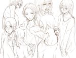  alternate_hairstyle character_sheet christa_renz crying freckles hair_over_eyes holding_hands monochrome multiple_girls sad shingeki_no_kyojin short_hair tears touching umi_zenbiraki ymir_(shingeki_no_kyojin) 