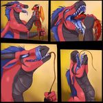  blue_hair collar dragon eaten feral hair leash licking reptile saliva scalie size_difference stomach teeth tongue unwilling unwilling_prey vorarephilia vore vorelord wet 
