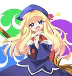  :d blonde_hair blue_dress blue_eyes blush_stickers dress hat long_hair madou_monogatari oinari_(tensaizoku) open_mouth puyo_(puyopuyo) puyopuyo shawl smile solo staff witch_(puyopuyo) 