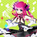  blue_eyes claws detached_sleeves dress elizabeth_bathory_(fate) elizabeth_bathory_(fate)_(all) fate/extra fate/extra_ccc fate_(series) horns long_hair lowres pink_hair polearm solo tail tsuyudakudakunarin two_side_up weapon 