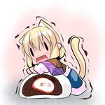  animal_ears blonde_hair chibi food hoshizuki_(seigetsu) mizuhashi_parsee puru-see short_hair tail touhou trembling |_| 