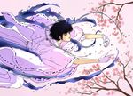  black_hair cherry_blossoms closed_eyes gloves japanese_clothes jrkain kimono male_focus solo sumeragi_subaru x_(manga) 