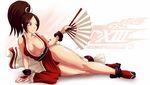  1girl artist_name breasts copyright_name fatal_fury king_of_fighters king_of_fighters_xiii large_breasts no_bra ponytail shiranui_mai smile snk solo zargon-yokoshima 