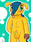  anthro armadillo balls blush cute fifa fuleco green_eyes looking_at_viewer male mascot mundiela nude penis plain_background solo zekromlover 
