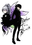  1girl bad_id bad_pixiv_id black_hair darker_than_black english hei kanamari_yukikuni purple_eyes silver_hair white_background yin 