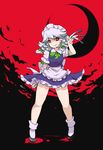  braid hairband izayoi_sakuya knife noko351 red_eyes short_hair silver_hair solo thick_thighs thighs touhou twin_braids 