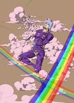  artist_request cloud hat highres horns jojo_no_kimyou_na_bouken male_focus purple_eyes rainbow stand_(jojo) stone_ocean weather_report weather_report_(stand) 