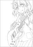  greyscale guitar hair_ornament hairclip hirasawa_yui instrument k-on! mizuki_makoto monochrome school_uniform sketch solo 