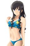  amagami bikini black_hair blue_eyes face kishida-shiki long_hair looking_at_viewer morishima_haruka navel parted_lips smile solo swimsuit wavy_hair 