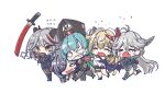  5girls aegir_(azur_lane) anchorage_(azur_lane) aqua_hair artist_request august_von_parseval_(azur_lane) azur_lane blonde_hair carrying carrying_person carrying_under_arm chibi chibi_only crying drooling flying_sweatdrops grey_hair hakuryuu_(azur_lane) heart heart-shaped_pupils horns katana marco_polo_(azur_lane) mouth_drool multiple_girls running slit_pupils source_request sword symbol-shaped_pupils weapon yellow_eyes 