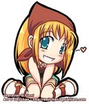  blonde_hair chibi cute green_eyes lowres sitting smile 