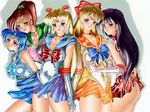  5girls aino_minako bishoujo_senshi_sailor_moon everyone hino_rei kino_makoto mizuno_ami sailor_jupiter sailor_mars sailor_mercury sailor_moon sailor_venus thigh-highs thighhighs tsukino_usagi 