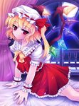  blonde_hair flandre_scarlet hat inaba_saito moon one_side_up ponytail red_eyes short_hair solo touhou wings wrist_cuffs 