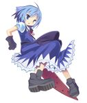  advent_cirno amaa_(chou_dennou_jidai) blue_eyes blue_hair boots bow cirno dress gloves hair_bow short_hair solo sword touhou weapon wings 