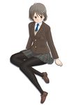  blazer blush brown_eyes brown_hair fujimoto_atsuko jacket lielos original pantyhose school_uniform short_hair solo 