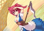  bad_id bad_pixiv_id breasts cleavage hair_bobbles hair_ornament kosmosshuffle large_breasts onozuka_komachi red_hair scythe solo touhou two_side_up 