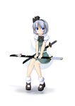  bad_id bad_pixiv_id blue_eyes flower highres hitodama konpaku_youmu konpaku_youmu_(ghost) kosmosshuffle mary_janes ribbon sheath sheathed shoes silver_hair sitting solo sword touhou weapon 