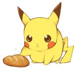  bad_id bad_pixiv_id bread food gen_1_pokemon lowres maruki_(punchiki) no_humans pikachu pokemon pokemon_(creature) poking simple_background solo white_background 