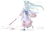  ayatann122 bad_id bad_pixiv_id blood blue_eyes green_hair hatsune_miku highres japanese_clothes katana kimono long_hair obi sash sheath solo sword twintails vocaloid weapon 