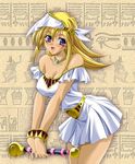 bare_shoulders blonde_hair blue_eyes blush breasts cleavage cosplay dark_magician_girl detached_sleeves dress duel_monster happy hat jewelry large_breasts long_hair mana_(yuu-gi-ou) necklace open_mouth rod skirt smile solo staff wristband yuu-gi-ou yuu-gi-ou_duel_monsters 