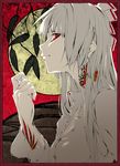  dice fire fujiwara_no_mokou long_hair moon nama_(namaiki) red_eyes silver_hair solo tattoo touhou 