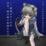  animal_ears basket grey_eyes grey_hair izumi_yukiru mouse mouse_ears mouse_tail nazrin short_hair solo tail touhou translated 