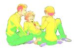  2boys habuki konno_makoto mamiya_chiaki multicolored_hair multiple_boys school_uniform short_hair sitting toki_wo_kakeru_shoujo tsuda_kousuke 
