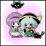  &gt;_&lt; 53 bad_id bad_pixiv_id bird bow chibi closed_eyes eyes green_hair hair_bow hairband hat heart heart_of_string kaenbyou_rin kaenbyou_rin_(cat) komeiji_koishi komeiji_satori multiple_girls purple_eyes purple_hair red_eyes reiuji_utsuho reiuji_utsuho_(bird) short_hair touhou 