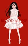  black_eyes black_hair blood_alone child dress long_hair misaki_minato non-web_source pantyhose solo white_legwear 