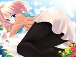  blue_eyes blush esia_mariveninne flower komone_ushio original pantyhose pink_hair solo 