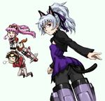  2girls animal_ears ass bad_id bad_pixiv_id cat_ears cat_tail darker_than_black fukuen_misato kayanuma_kiko kurusawa_gai multiple_girls pantyhose parody purple_skirt seiyuu_connection skirt striker_unit tail world_witches_series yin 